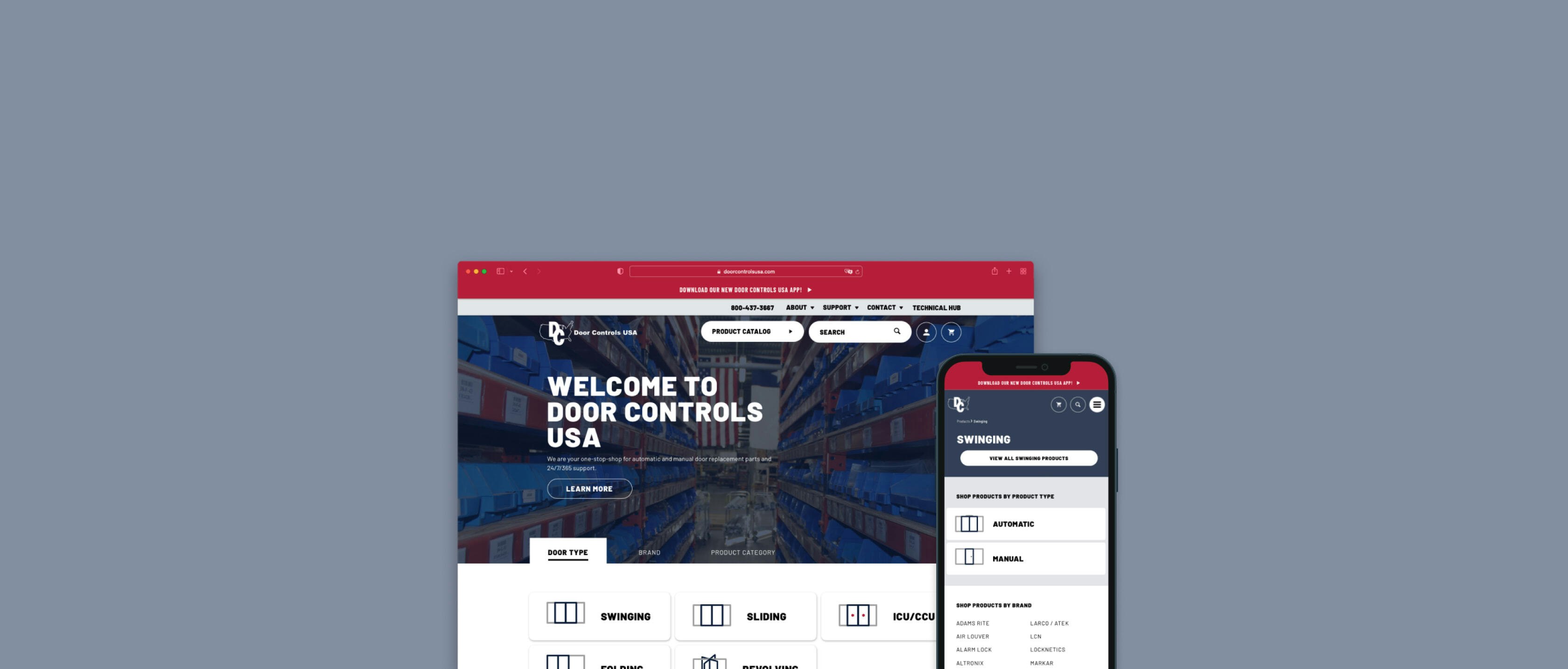 Door Controls USA E-Commerce site and technician app
